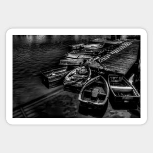 Monochrome Dinghies At Sunderland Marina Sticker